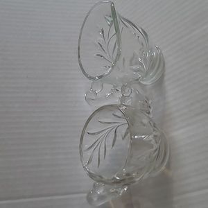Glass CHRYSTAL  cream and sugar Bowl Vintage l Leaf Design
